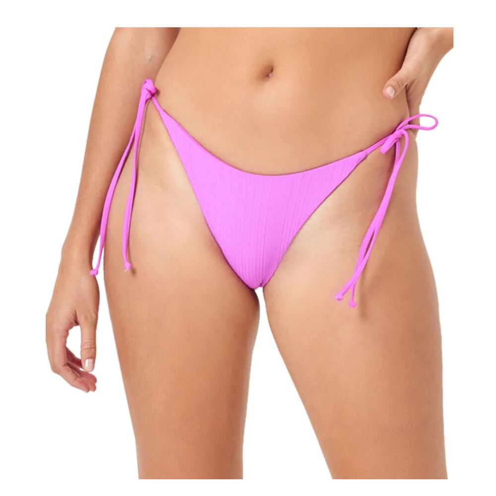 L Space Womens Bikini Bottom M Pink Lennox Ribbed Side Tie Beach Summer Bright